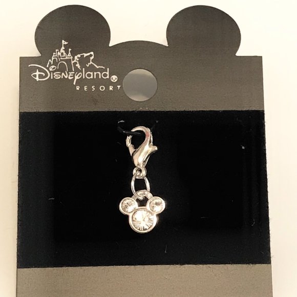 Disney Austrian Crystal Mickey Mouse Ears Charm Vintage Disneyana Signed Silver - Picture 1 of 9